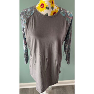 Women's LuLaRoe Randy T-Shirt Size L Gray Multi-color